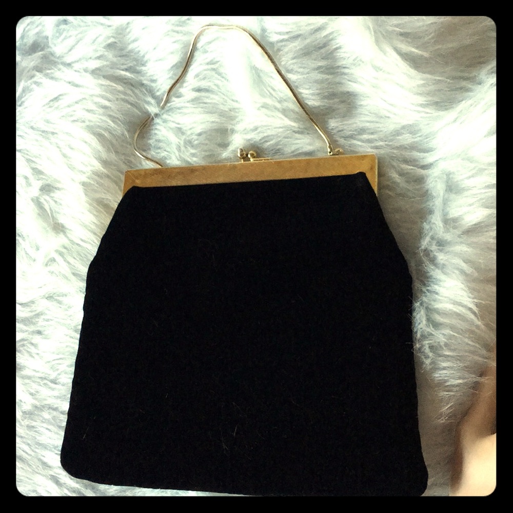 SALE  Velveteen Evening Bag with Gold Trim